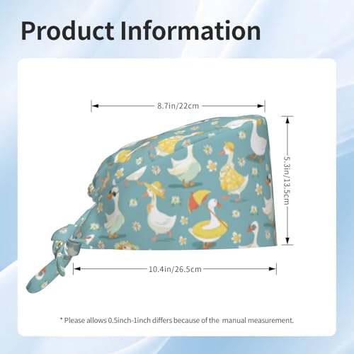 Image of Working Cap Scrub Cap with Sweatband Adjustable Unisex Tie Back Hat for Cleaning Farm Nursing