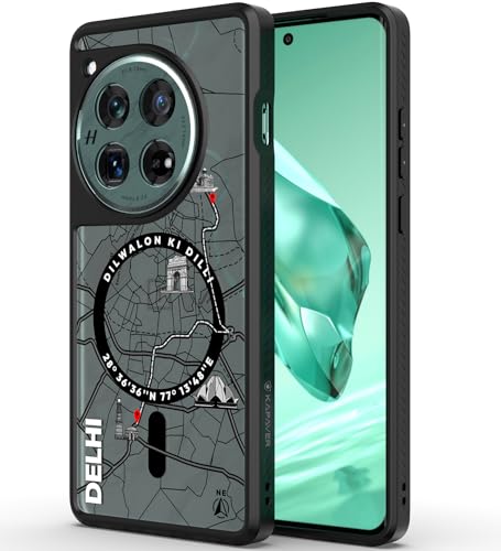 Image of KAPAVER Mag-X Back Cover Case Compatible with OnePlus 12 5G (PC+TPU) (GPS Delhi), Grey