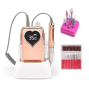 Nail Grinding Machine Plating Gold Brushless Cordless Electric Nail Drill Machine 35000rpm Drill Set for Manicure Rechargeable Wireless Drill E File for DIY Home or Salon Mani-Pedis