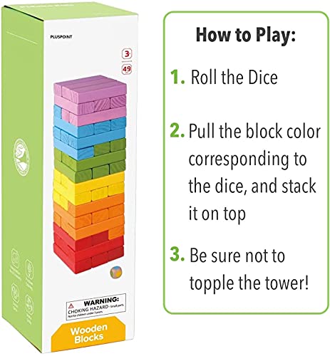 Image of PLUSPOINT 48 Pcs Colourful Wooden Blocks Indoor Balancing & Building Game, Montessori Wooden Toys, Kids Activity Tower Block for Cognitive Development & Fun Family Game Gift for Kids and Adults
