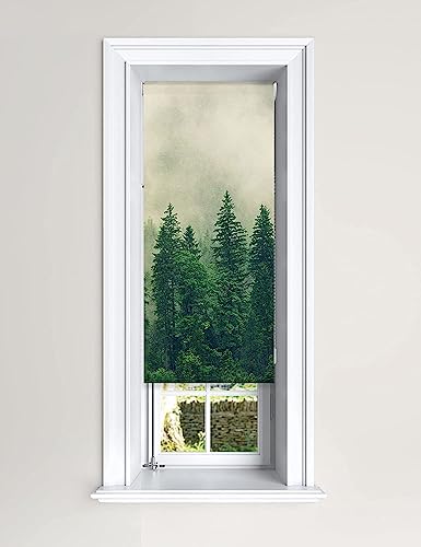 Lister Cartwright Blackout Roller Blinds Windows Child Safety Fitting Included Beautiful Design, Green Forest 90 x 140 cm