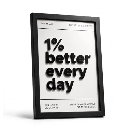 Image of CodersParadise 1% Better Every Day 3D Motivational Wall Art Frame, Inspirational Quote Decor for Home, Office, Study Room & Workspace, Modern Typography Wall Hanging Gift