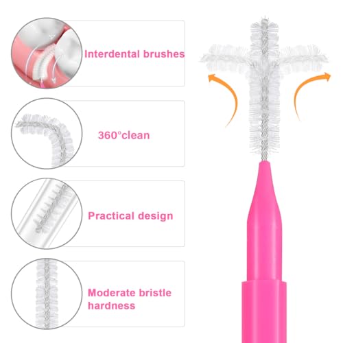 Image of Healeved 100PCS Braces Brushes Interdental Brushes Braces Flossers Braces Brush for Cleaner Toothpick Dental Flossing Head Oral Flosser Dental Picks for Teeth Cleaning(5colors)