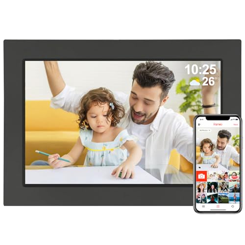 Golony Marco de fotos digital con WiFi, marco de fotos digital Frameo, pantalla táctil LCD IPS de 10.1 pulgadas de 1920 x 1200, rotación automática de 16 GB, regalos cálidos para compartir feliz desde