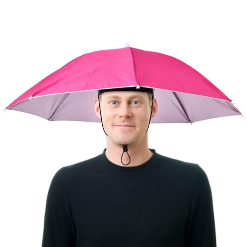 Chapéu guarda-chuva de cabeça, gorro guarda-chuva de cabeça, impermeável e reutilizável, chapéu de guarda-chuva mãos livres, chapéu de guarda-chuva ajustável com faixa elástica, para adultos, crianças