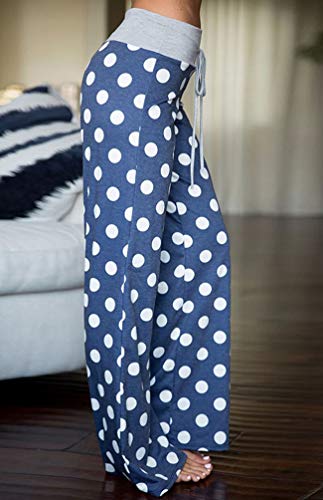 Image of AMiERY Women's Comfy Casual Pajama Pants Floral Print Drawstring Palazzo Lounge Pants Wide Leg