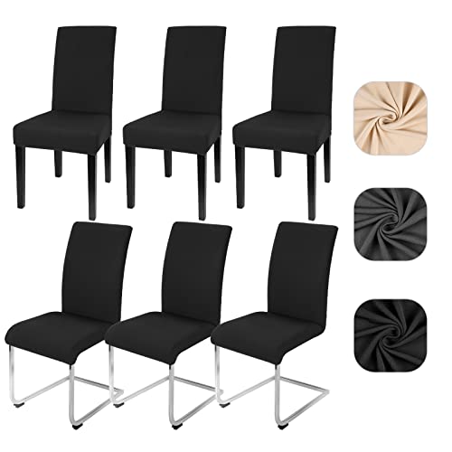 Yugarlibi Dining Chair Slipcovers Set of 4/6 Stretch Chair Covers Swing Chair Elastic Removable Dining Room Chair Covers Reusable Washable Chair Protector for Hotel Banquet Ceremony (Black