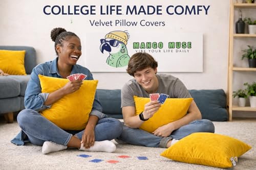 Velvet Pillow Covers 18x18 Set of 2 | Soft Plush Decorative Throw Pillow Cases | Hidden Zipper Home Decor (Mustard Yellow) - Image 7