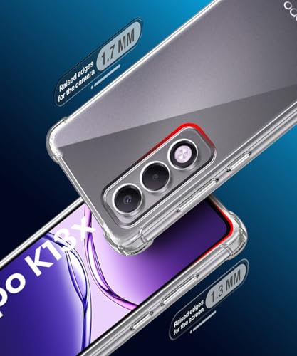 Image of WOW IMAGINE Clear Back Cover Case for Oppo K13x 5G | Shockproof Soft TPU Case | Cushioned Edges for Ultimate Protection Back Cover Case - Transparent