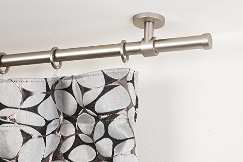 InCasa - Bastone per Tenda, 20 mm, Lunghezza 140 cm, in Acciaio Satinato, Colore: Grigio