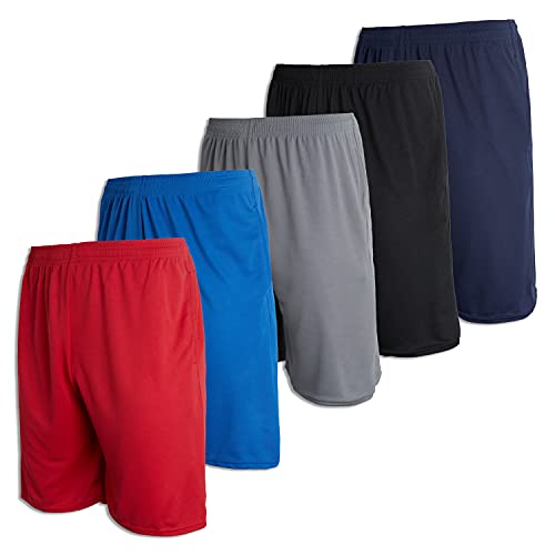 Real Essentials Mens Mesh Sweat Shorts Active Wear Athletic Short For Men Basketball Pockets Gym Soccer Running Summer Fitness Quick Dry Casual Clothes Men's Sport, Set 11,M, Pack Of 5 #TOP2