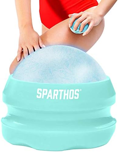 Sparthos Cold Massage Roller Ball - Fitness Cryosphere Massager - Cryo Cryocup Ice Massage Cups - for Muscle, Face, Body Muscles - Manual Polar Icing Cooling Balls - Recoup Message (Mint, 54mm)