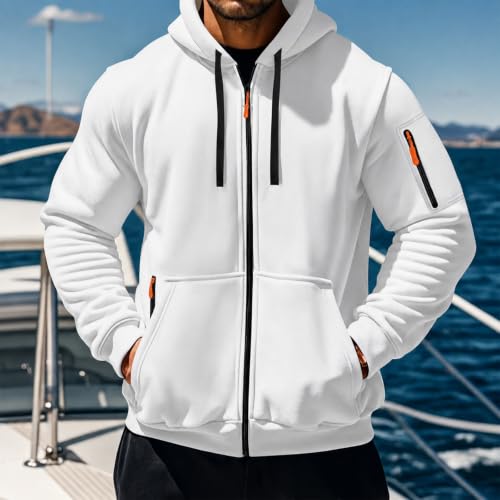 Image of MANTORS Mens Fleece Jackets Contrast Hoodies Lightweight Sweatshirt Color Block Jacket Coats