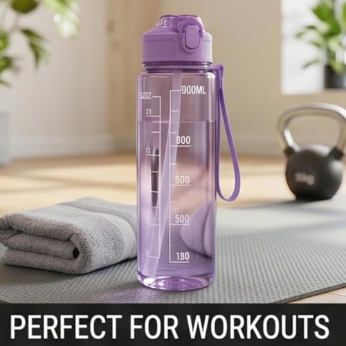Image of MKY Plastic Motivational Water Bottle 900 ML Sipper Bottle For Adults With Time Measurement BPA Free Water Bottle For Office,Water Bottle For Gym 900ML, Multicolor