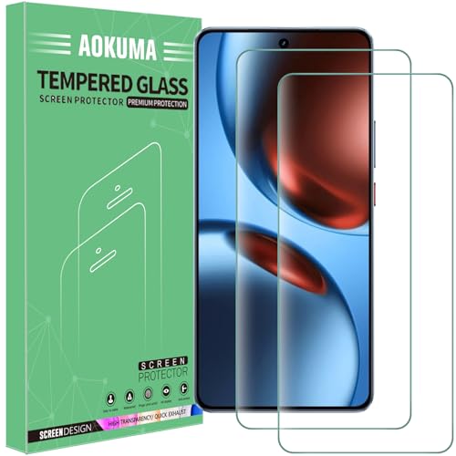 AOKUMA Protector de Pantalla para Realme GT 7, [2 Unidades] Cristal Templado para Realme GT 7 Fácil Instalación, Vidrio templado 9H,Sin Burbujas, Alta Definicion,Anti-Arañazos