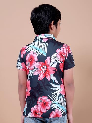 Image of Boys Printed Casual Shirt Short Sleeve Button Down Beach Shirt for Kids
