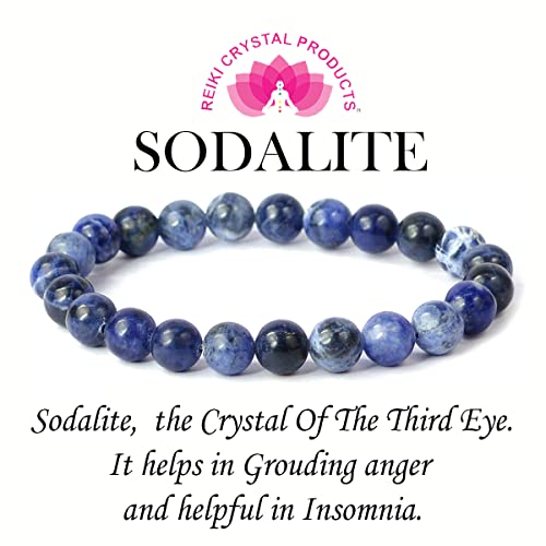 Image of Reiki Crystal Products Certified Natural Crystal Stone 8 mm Round Beads Bracelet for Men & Women | Reiki Charged Gemstone Bracelet | Multiple Stone Variants Available