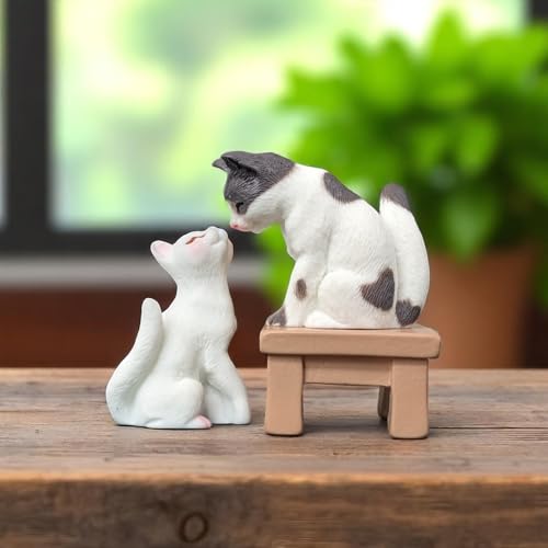 Image of ZWIK Miniature Cat Set for Home Decor | Car Dashboard Decoration | Unique Couple Gifts | Office Desk Showpieces |Cat Lover Resin Figurines Items|(Pack of 4)