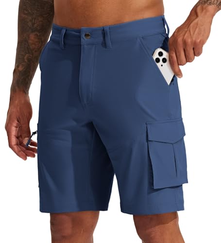 Willit Men's Hiking Cargo Shorts Golf Athletic Shorts Quick Dry Stretch Casual Summer Shorts with Pockets 9" Navy Blue 42