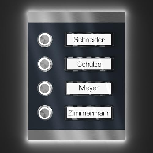 Sonnette de porte apparente inox V2A boîtier de rue LED 4 plaques nominatives - 6