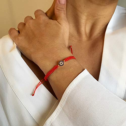 Kisoni Evil Eye Bracelet Cubic-Zirconia Red Protection Charm Women 9.6" #TOP2
