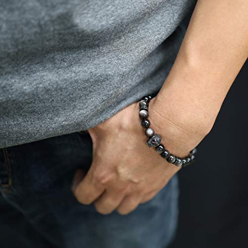 Coai Skull Silver Sheen Obsidian Bracelet For Men Women #TOP1