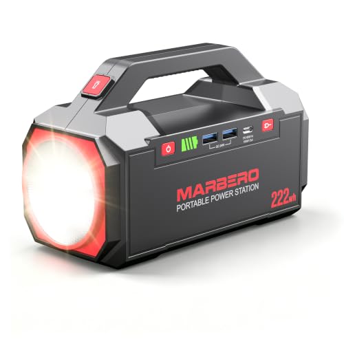 MARBERO Portable Power Station 222Wh Battery Pack 100W (150W Surge) Power Bank Flashlight High...