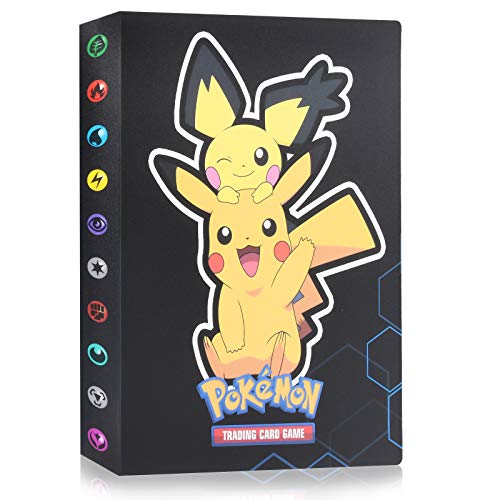 Funmo Trading Card Albums, 30 pagina's 120 kaarten capaciteit, Pokemon Kaartenhouder Album, Pokemon Cards Album, Pokemon Cards Holder(Donkere Pikachu)