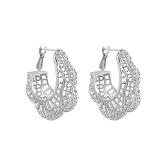 A7 (Hollow Out Flower Silver Hoops)