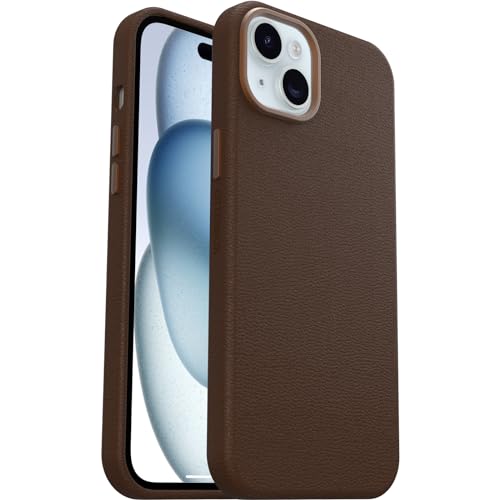 Image of OtterBox iPhone 15 Plus Symmetry Series Cactus Leather for MagSafe - Rich Adobe (Brown), Snaps to MagSafe, Ultra-Sleek, Raised Edges Protect Camera & Screen