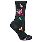 Butterflies Black Novelty Adult Socks by Wheel House Designs USA Made