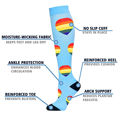 Double Couple 6 Pairs Compression Socks Women Men 20-30 mmHg Knee High Compression Stockings for Athletic Flight Travel Nurses Pregnancy - Thumbnail 6