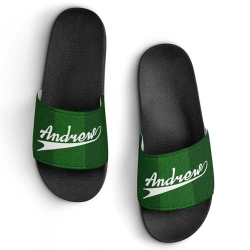 Custom Sports Slides Personalized Slippers - Baseball Sandals Quick Drying Softball Slippers Indoor Outdoor,Gifts for Men Youth Boy (Black,Style 27)
