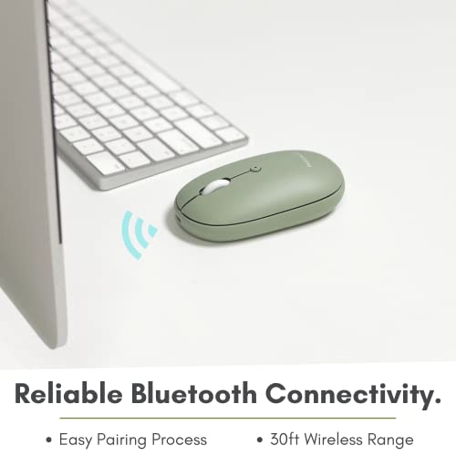 Macally Wireless Bluetooth Mouse - Quiet, Comfortable, Rechargeable for MacBook Air/Pro, Mac, iMac, Apple iPad - Wireless Mouse for Laptop, Windows PC Desktop