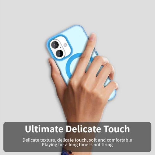 Image of Elzzi Translucent Matte Back Cover for iPhone 17 Case, Shockproof Anti-Fingerprint Phone Cover with Magnetic Wireless Charging, MagSafe Compatible Protective Case for Men & Women (Mist Blue)