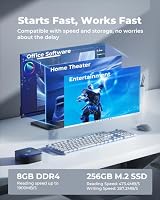 NiPoGi AK1PLUS Mini PC Ιntel 12th Gen Alder Lake-Ν N95(Max 3,4GHz) 8GB DDR4 256GB M.2 SSD,Mini Computer mit 4K@60Hz UHD Dual Display/WiFi 5/BT4.2/RJ45,Micro PC für Geschäftsbüro, Schule,Heimkino – Ansicht 4
