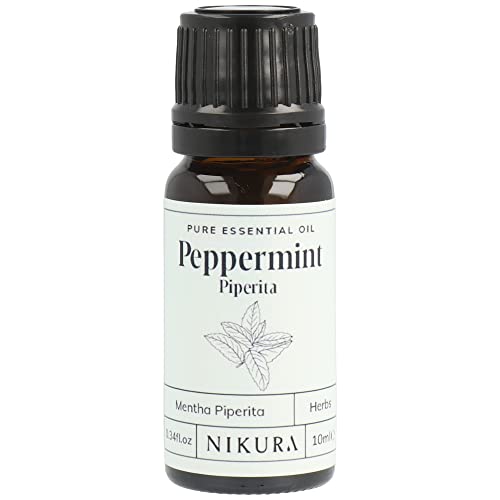 Nikura Peppermint Essential Oil - 10ml | Perfect for Repelling Spiders Rats Mice Bugs Ants | Great for Hair Headaches Relief Energy Boost Skin Candle Making | Vegan & UK Made