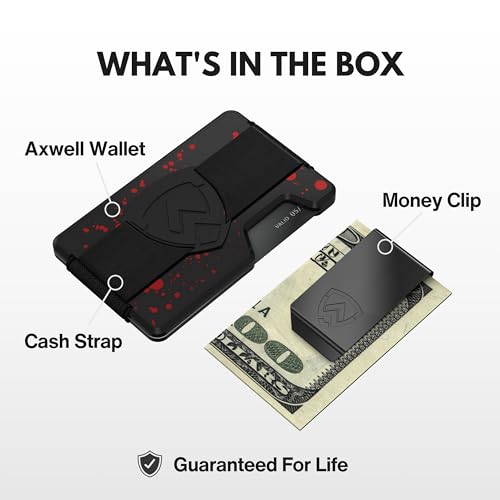 AXWELL Slim Minimalist Wallet for Men - RFID Blocking Front Pocket Card Holder - Tactical Metal Wallet with Money Clip and Cash Strap (Assassin)2