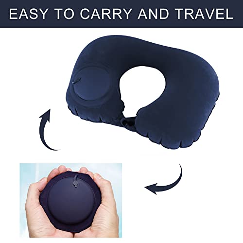 Image of Travel Pillow, Inflatable Neck Pillow, Inflatable Travel Pillow, Inflatable U Shape Pillow, Travel Neck Pillow with Pressing Inflation Pump Suitable for Sleep Rest, Airplane, Car, Office and Outdoor