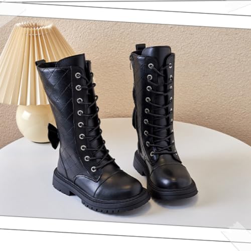 Girls Winter Bowknot Side Zipper Tall Riding Boots Knee High Shoes3