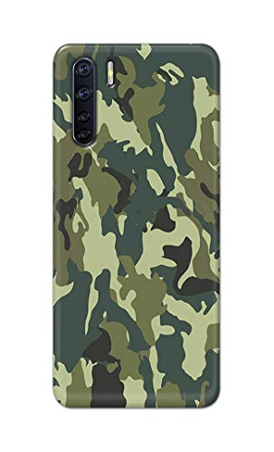 Image of Printed Hard Back Cover Case for Oppo F15 | Oppo F15s | Oppo A91 | Oppo Reno 3 4G Back Cover (Green Army Camouflage) -1803