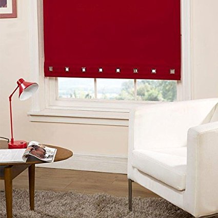 Image of Emma Barclay Roller Blind Square Eyelet Detail, Polyester, Red, 165 x 60 x 0.5 cm