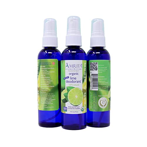 Organic Lime Deodorant Spray, Paraben-Free Odor Eliminator, 4 oz.