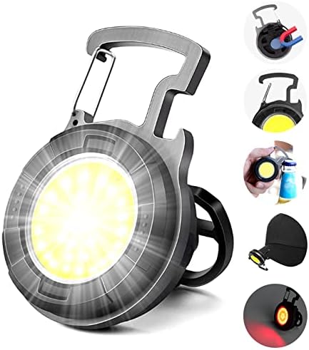 jeegol COB Small Flashlights,1000 Lumens Bright Rechargeable Keychain Flashlight IPX6 Waterproof Work Light with 4 Light Modes Magnet for Fishing, Camping, Emergency Lighting,sround