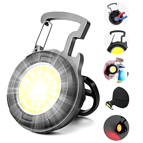 Jeegol Cob Small Flashlights,1000 Lumens Bright Rechargeable Keychain Flashlight Ipx6 Waterproof Work Light With 4 Light Modes Magnet For Fishing, Camping, Emergency Lighting,Sround #TOP2