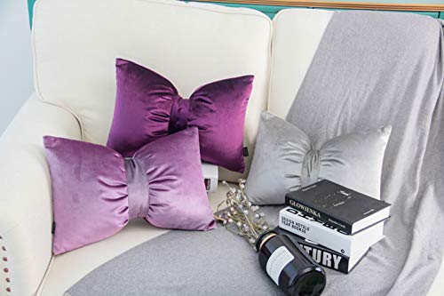 Travesseiro luxuoso de veludo com laço para pescoço e encosto de cabeça decorativo para apoio lombar
