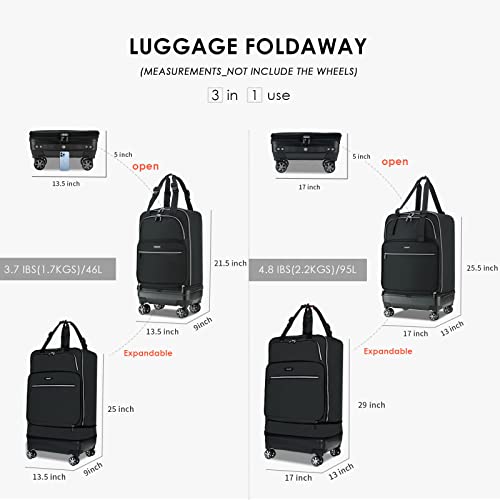 Verage Expandable Foldable Luggage Bag Collapsible Suitcases Rolling Travel Duffel Bag Lightweight Suit Case with Detachable Spinner Wheels3