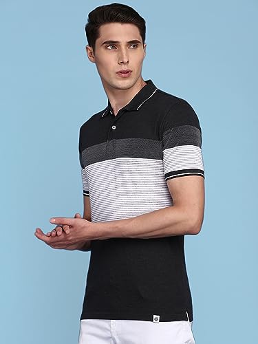Image of ONN Men's Regular Fit Polo Neck Half Sleeve Striper T-Shirt | T-Shirt for Men