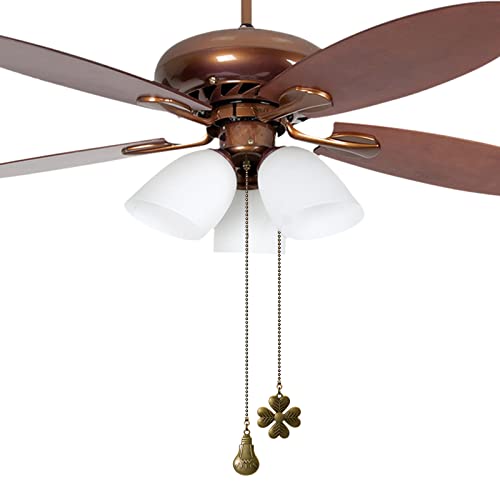Elfcab Ceiling Fan Pull Chain Four-Leaf Clover Shape & Light Bulb Shape Ornaments Suitable For All Standard 3Mm Diameter Ceiling Fans(Antique Brass) #TOP1