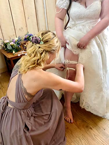 Lace Wedding Garters for Bride Pearl Stretch Prom Garter, Women Wedding Bridal Legs Garter Set4